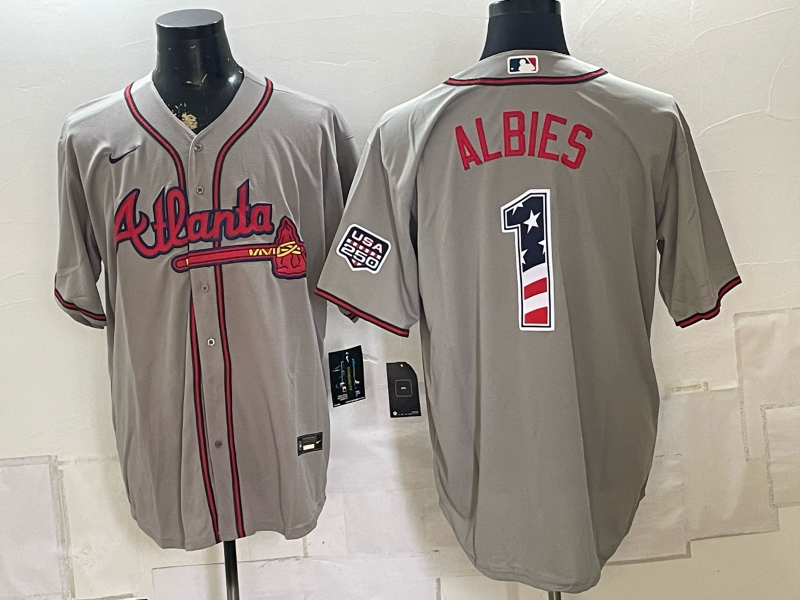 Men 2026 Atlanta Braves #1 Albies grey Game Nike MLB Jersey 0824001->atlanta braves->MLB Jersey